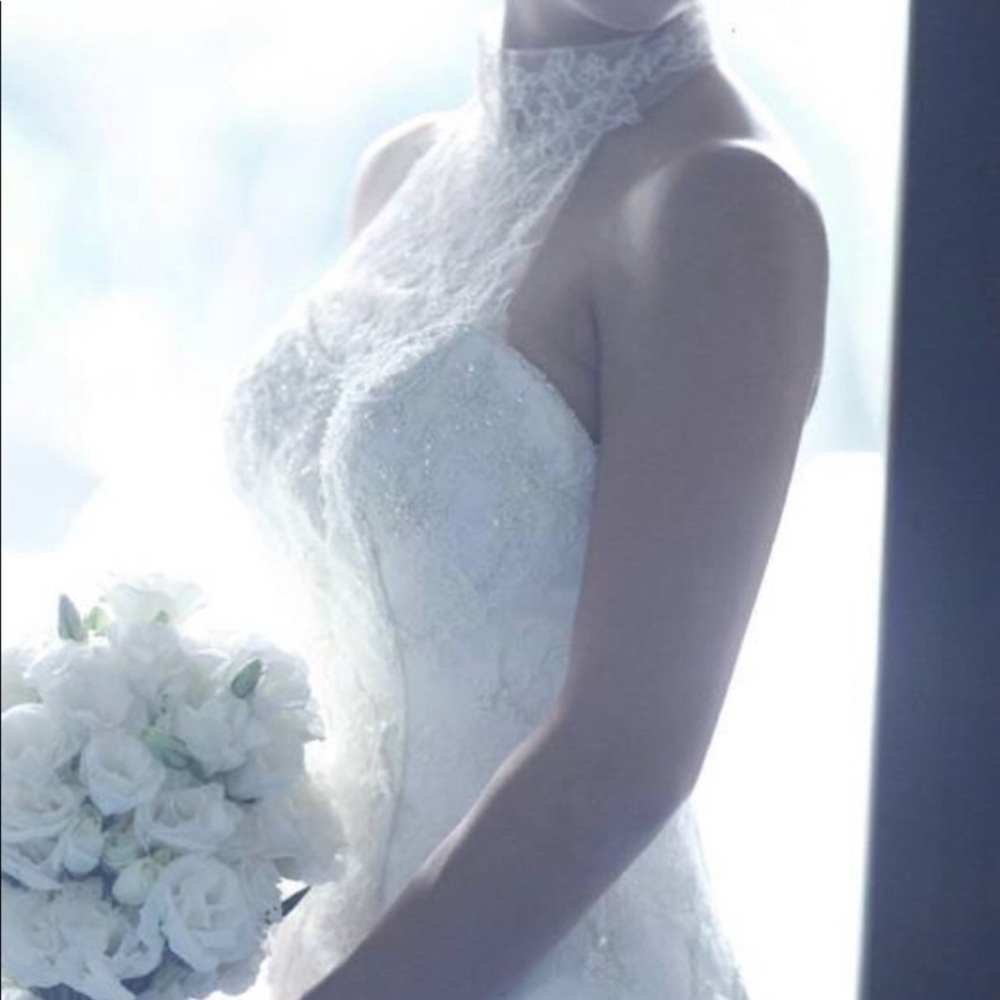 Casablanca High Neck Lace Wedding Dress
